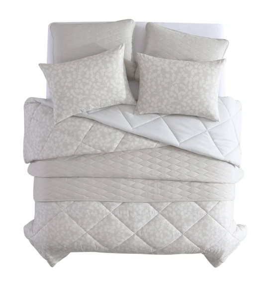 Jennifer Adams Reversible Comforter Set, 6-Piece | 100% Polyester, Includes Comforter, Coverlet & 4 Shams