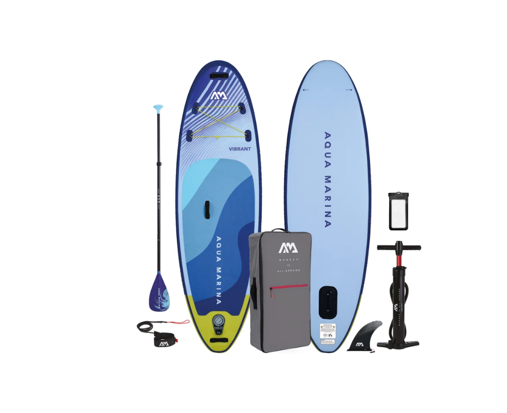 Aqua Marina Vibrant 8 ft Youth Inflatable Stand-Up Paddle Board | Kids SUP with Paddle, Pump, Leash & Backpack