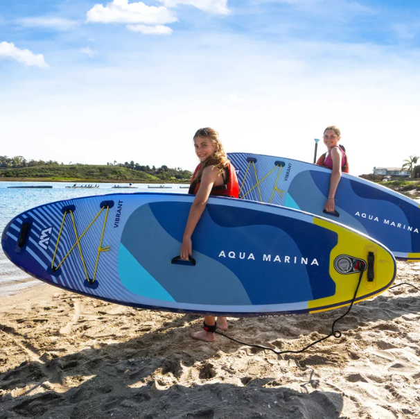 Aqua Marina Vibrant 8 ft Youth Inflatable Stand-Up Paddle Board | Kids SUP with Paddle, Pump, Leash & Backpack