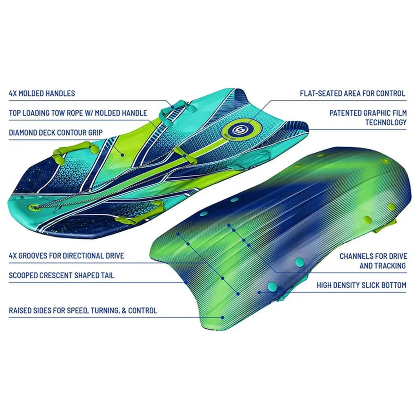 Sno-Storm Premium Foam Snow Sled 2-Pack – 50" Contoured Deck, Tow Rope & Handles – Lightweight Foam Sled for Kids & Adults – Durable Winter Snow Sledding Set