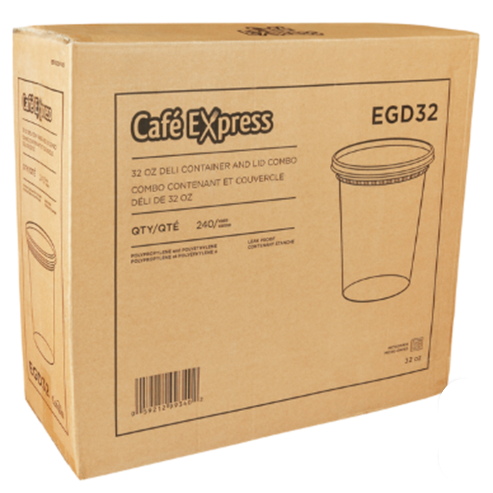 Café Express 32-oz Deli Containers with Lids Clear - Pack of 240