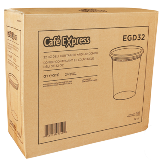 Café Express 32-oz Deli Containers with Lids Clear - Pack of 240