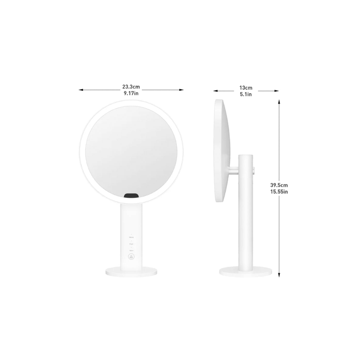 EKO iMira Ultra Clear Smart Sensor Makeup Mirror | 1100 Lux LED, 3 Light Tones, 10X Magnification, 180° Tilt, USB-C | Model EK5288-WH