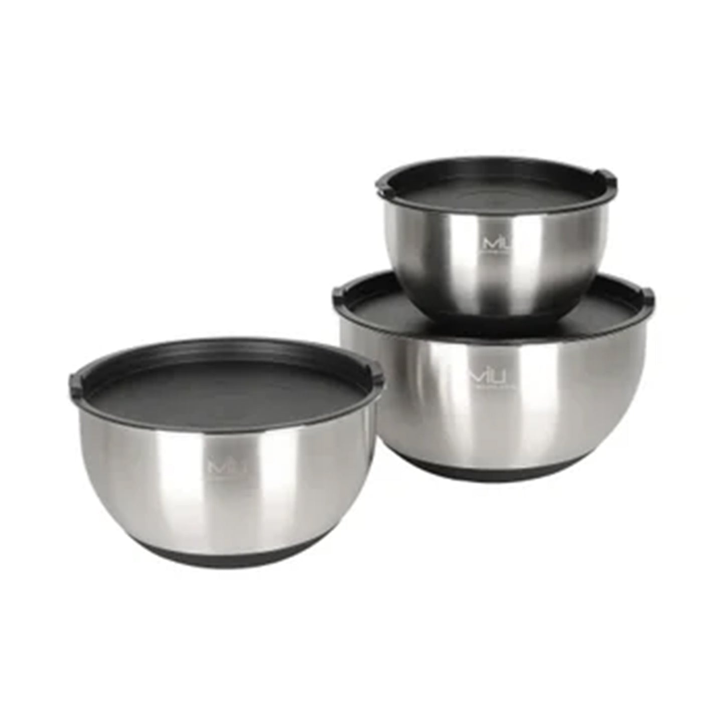 MIU Stainless Steel Mixing Bowl Set with Lids – 6-Piece Premium Kitchen Prep & Storage Set