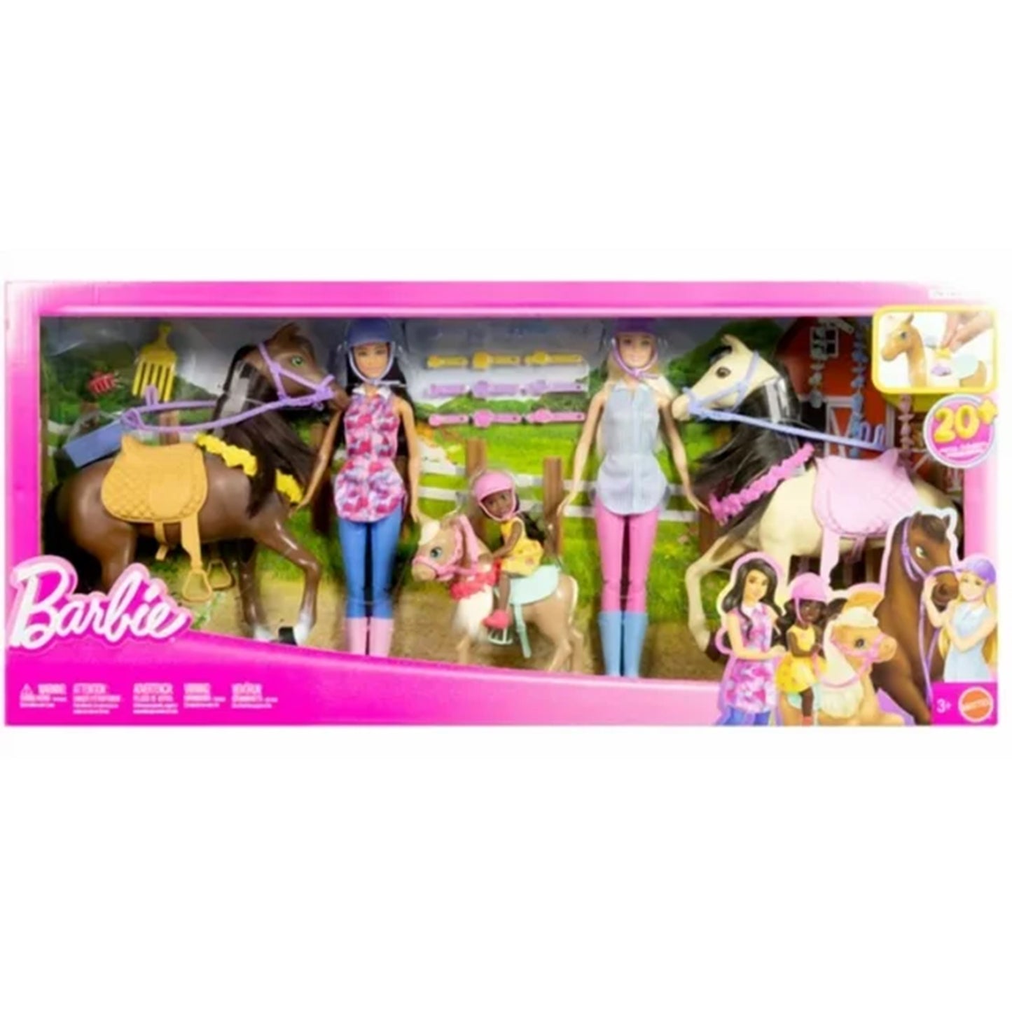 Barbie & Horses Riding Playset – Horseback Adventure Toy Set with Dolls, Horses & Accessories for Kids Ages 3+