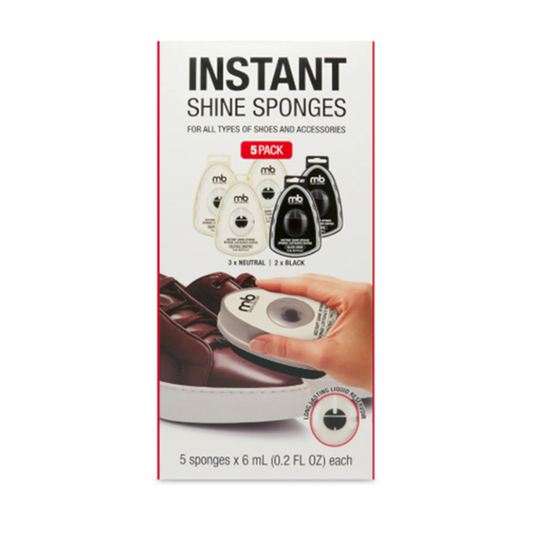 M&B Instant Shine Sponge 5-Pack – 3 Neutral & 2 Black Shoe Shine Sponges with Long-Lasting Shine