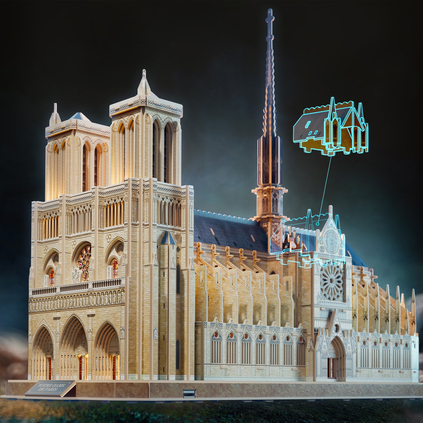 4D Build Architect Series Notre Dame 3D Model Kit with LED Lights – 317-Piece Puzzle Building Set for Adults & Teens (Ages 12+)