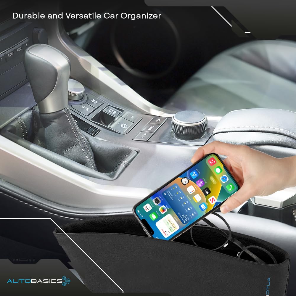 AutoBasics Car Seat Gap Filler Organizer 2-Pack - Universal Fit Storage for Cars, SUVs & Trucks