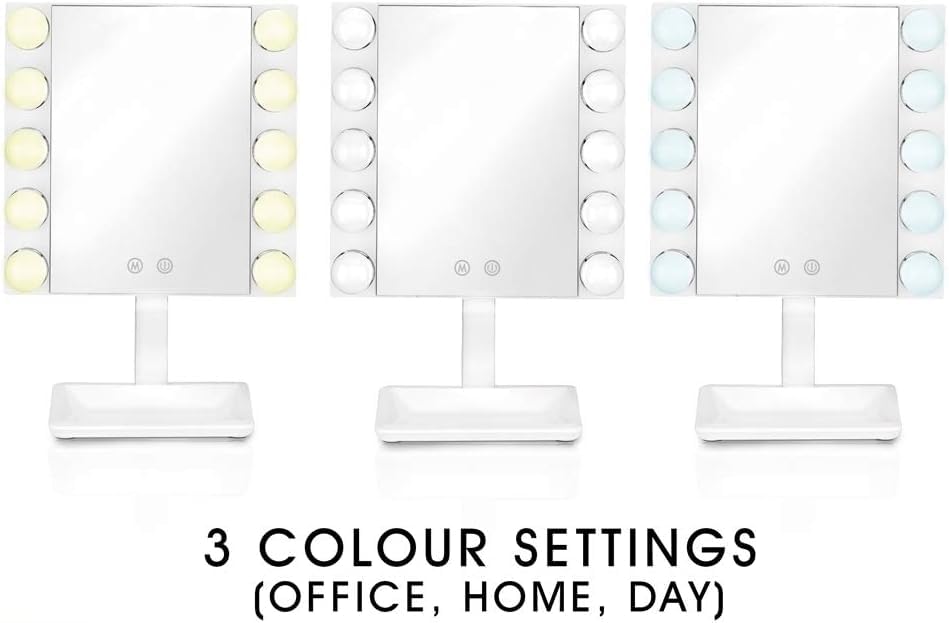 Conair True Glow Hollywood LED Vanity Mirror – 10X Magnification, 3 Light Settings, Touch Control