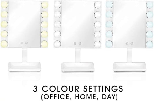 Conair True Glow Hollywood LED Vanity Mirror – 10X Magnification, 3 Light Settings, Touch Control