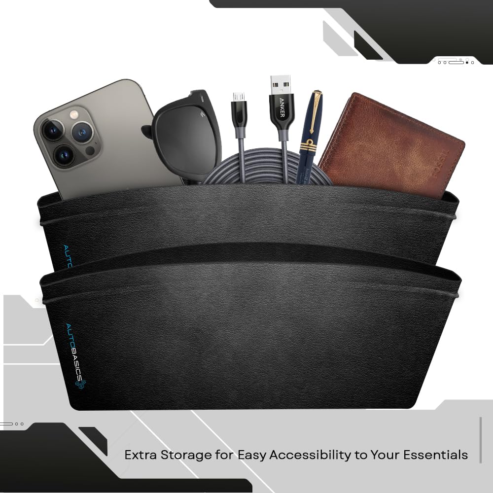 AutoBasics Car Seat Gap Filler Organizer 2-Pack - Universal Fit Storage for Cars, SUVs & Trucks