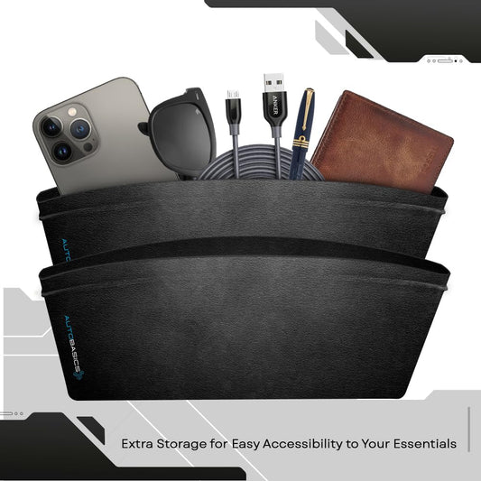 AutoBasics Car Seat Gap Filler Organizer 2-Pack - Universal Fit Storage for Cars, SUVs & Trucks