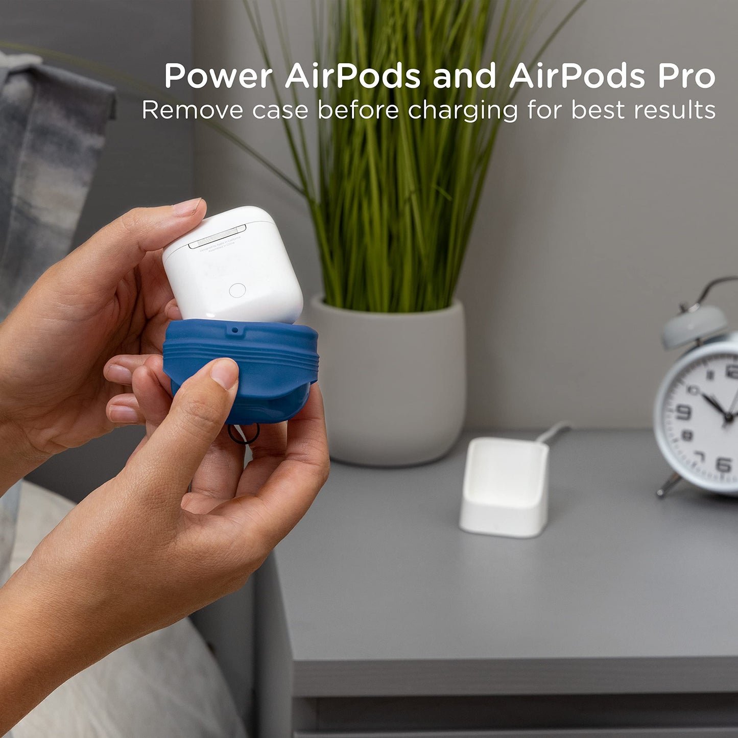 Cordinate 5W Qi Wireless Charging Station for AirPods & AirPods Pro | LED Indicator, 4ft USB-A to USB-C Cable, White | Model 58616