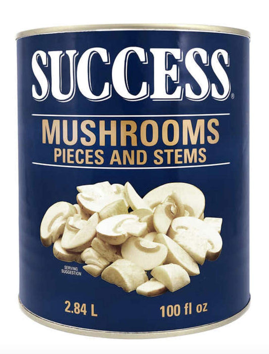 Success Champignons Mushrooms 2.84L - Canned Mushroom Pieces & Stems Bulk Size