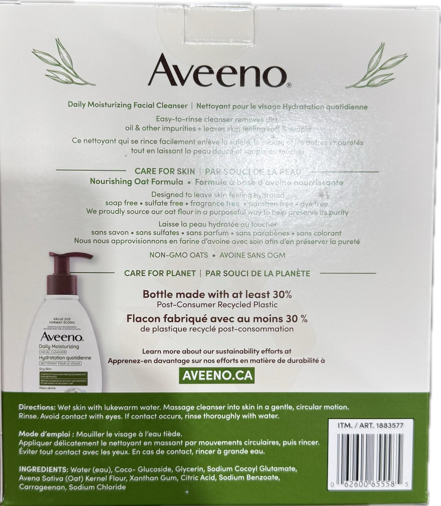 Aveeno Feuchtigkeitsspendendes Gesichtswaschgel für die tägliche Anwendung – 2 × 354 ml | Sanftes Gel-Reinigungsgel für trockene, empfindliche Haut mit gentechnikfreiem Hafer, ohne Duftstoffe und Parabene