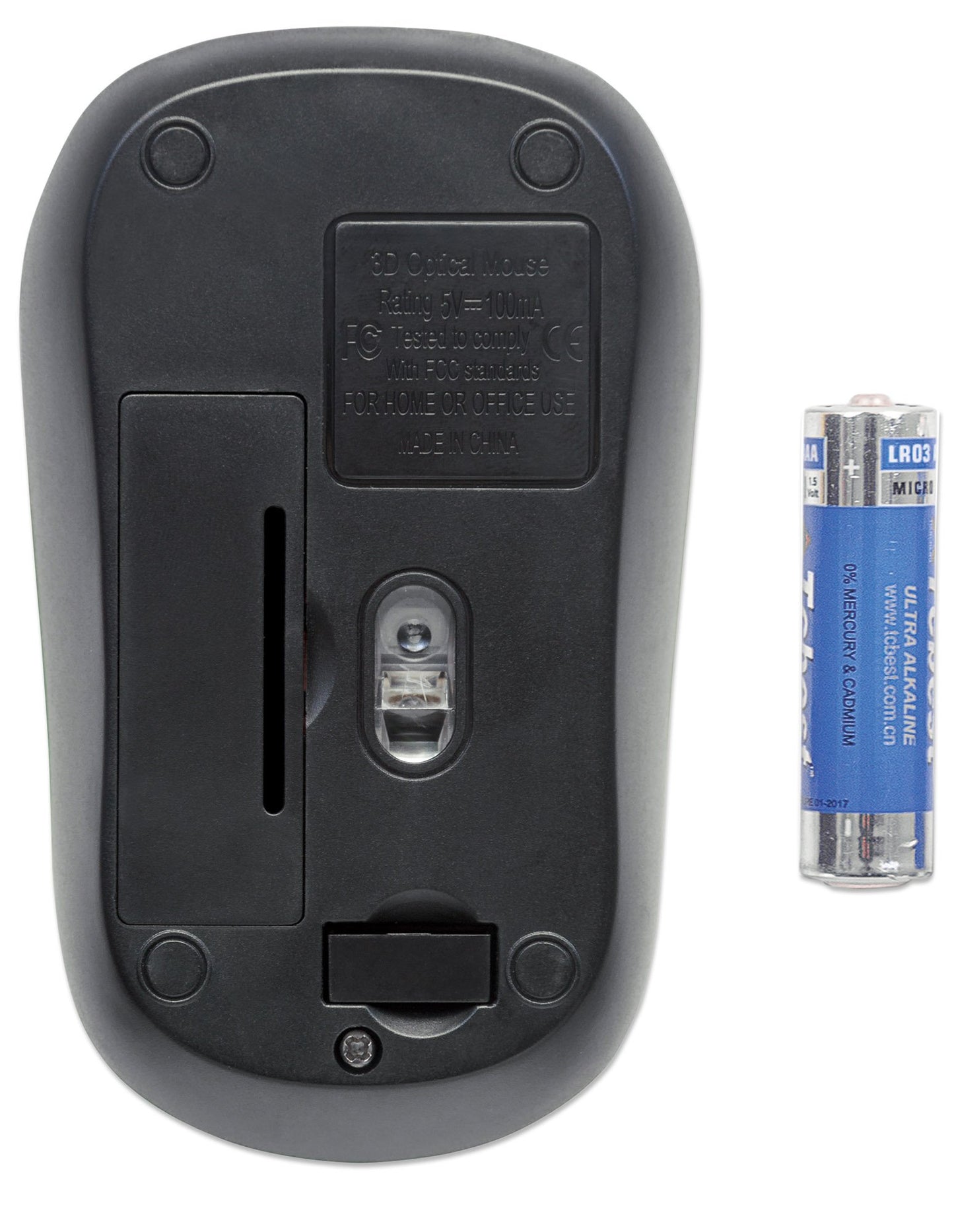 Manhattan Success Wireless Optical Mouse | 2.4GHz USB Receiver, 10m Range, Ergonomic Design | Model 179393