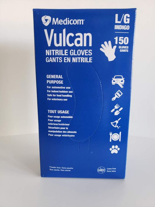 Medicom Vulkan Nitrile Gloves Large - Disposable Powder-Free Exam Gloves