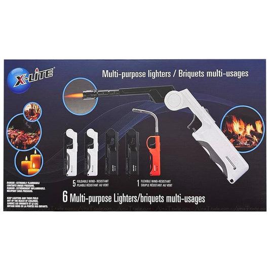 X-Lite Multi-Purpose Wind-Resistant Lighters 6-Pack - BBQ, Camping & Outdoor Lighters