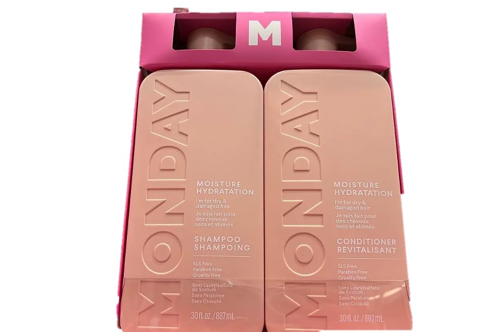 MONDAY Feuchtigkeitsspendendes Shampoo- und Spülungsset für trockenes und geschädigtes Haar, 2er-Pack, 887 ml (1 Shampoo + 1 Spülung)