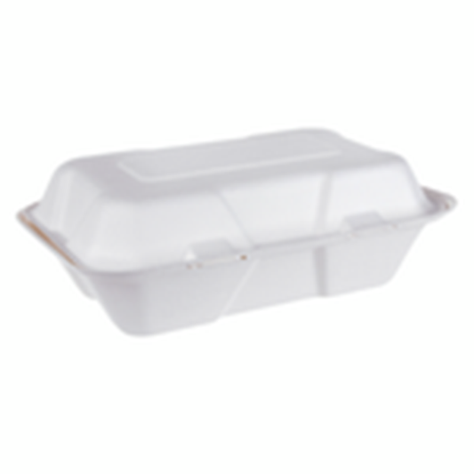 iEco Hinged Bagasse Containers 6x9 | 2 Packs of 50 | Compostable Takeout Clamshells | Eco-Friendly To-Go Boxes