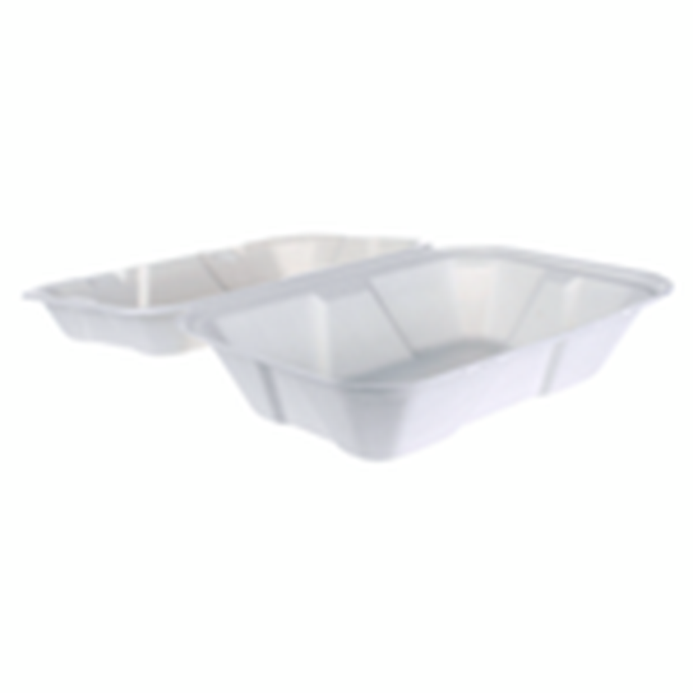 iEco Hinged Bagasse Containers 6x9 | 2 Packs of 50 | Compostable Takeout Clamshells | Eco-Friendly To-Go Boxes