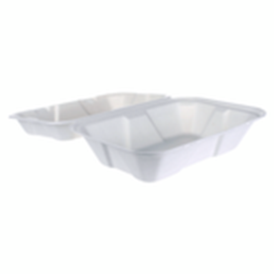 iEco Hinged Bagasse Containers 6x9 | 2 Packs of 50 | Compostable Takeout Clamshells | Eco-Friendly To-Go Boxes