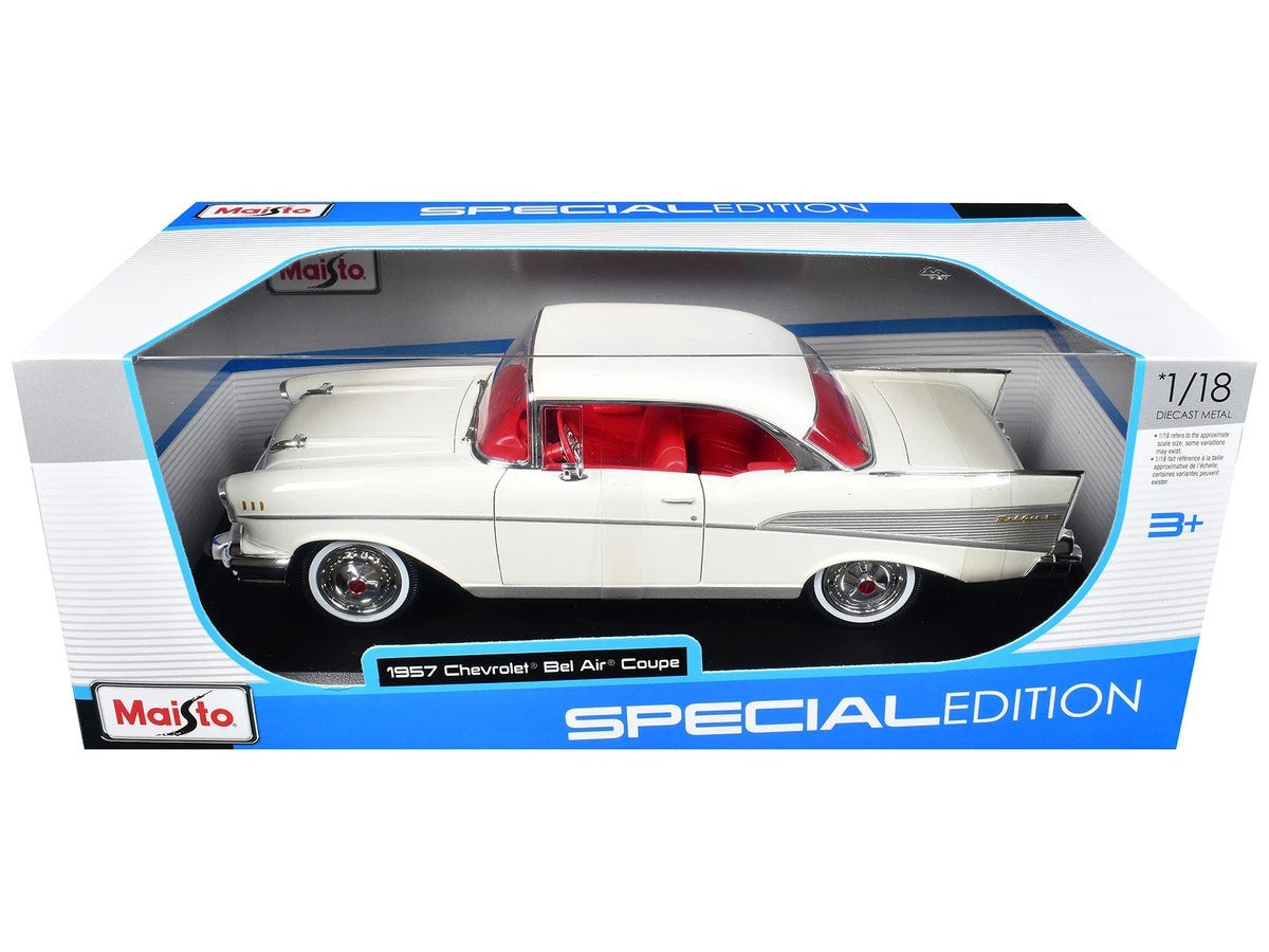 Maisto 1957 Chevrolet Bel Air Coupe White | Special Edition 1:18 Scale Diecast Car