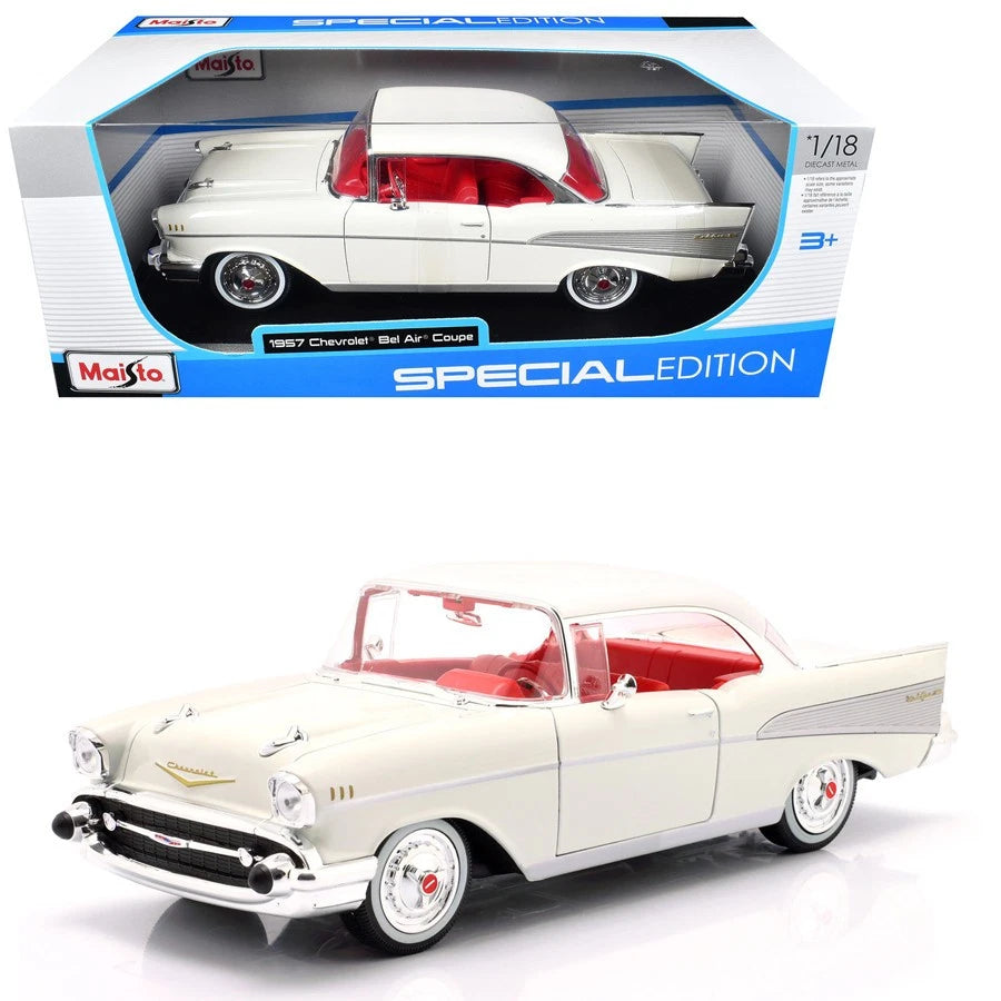 Maisto 1957 Chevrolet Bel Air Coupe White | Special Edition 1:18 Scale Diecast Car