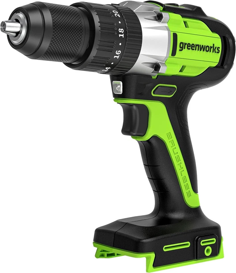 Greenworks Dual Volt Hammer Drill | 20-Position Chuck | Variable Speed | Tool Only (No Battery) | #3703102