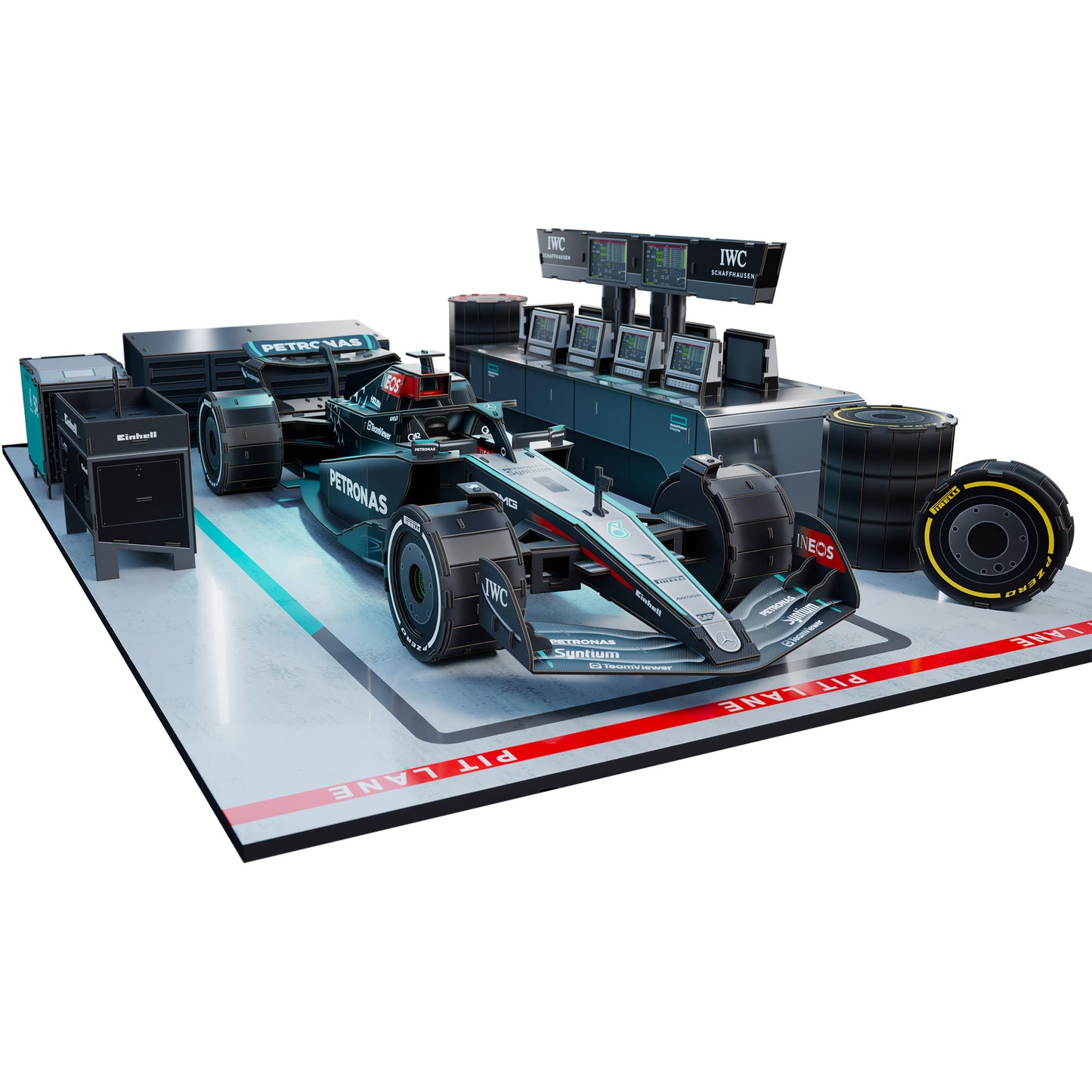 4D Build Mercedes W15 Garage Set 3D Puzzle Model Kit with LEDs – 253-Piece Formula 1 Building Set for Adults & Teens (Ages 12+)